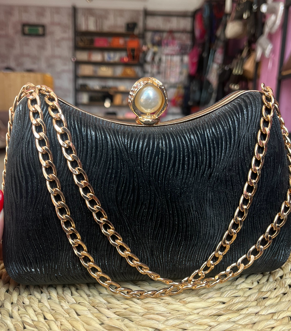 کیف مجلسی مشکی مرواریدی